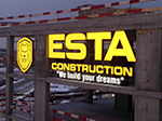 Буквы "ESTA Construction" Н=1500мм, "Construction" Н=440мм, логотип 2000х2600мм
